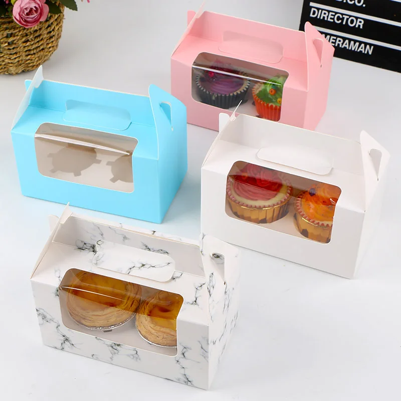 Wholesale Mini Colored Paper Packaging Dessert Box for Bouquet Bakery Pastry Muffins Cupcake Box with Window