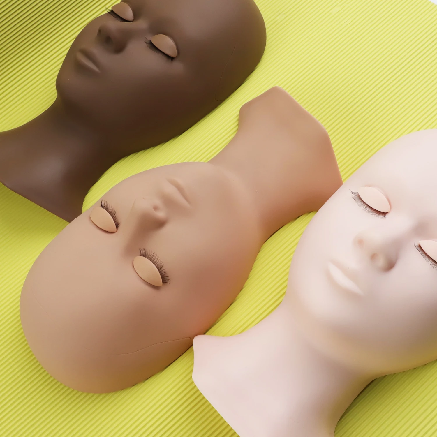 Makeup Practice Eyelash Advanced Mannequin Head Eyelash Training Realistic Removable Eyelids Practice Eyelashes Sets