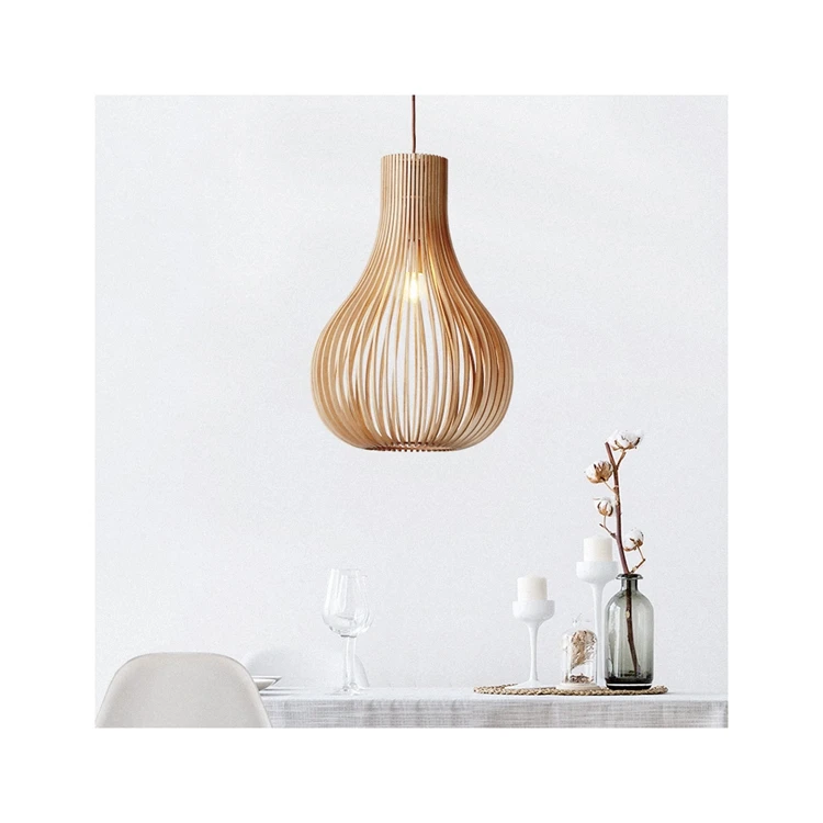 Morden Plant Creativity Gourd Light Wooden Hanging Decorative Pendant Lamp