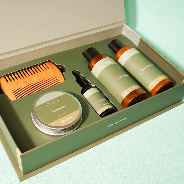 2022 Custom Beard Comb Logo Private Label Soften Beard Wash Products Set, Beard Care Growth Balm Kit