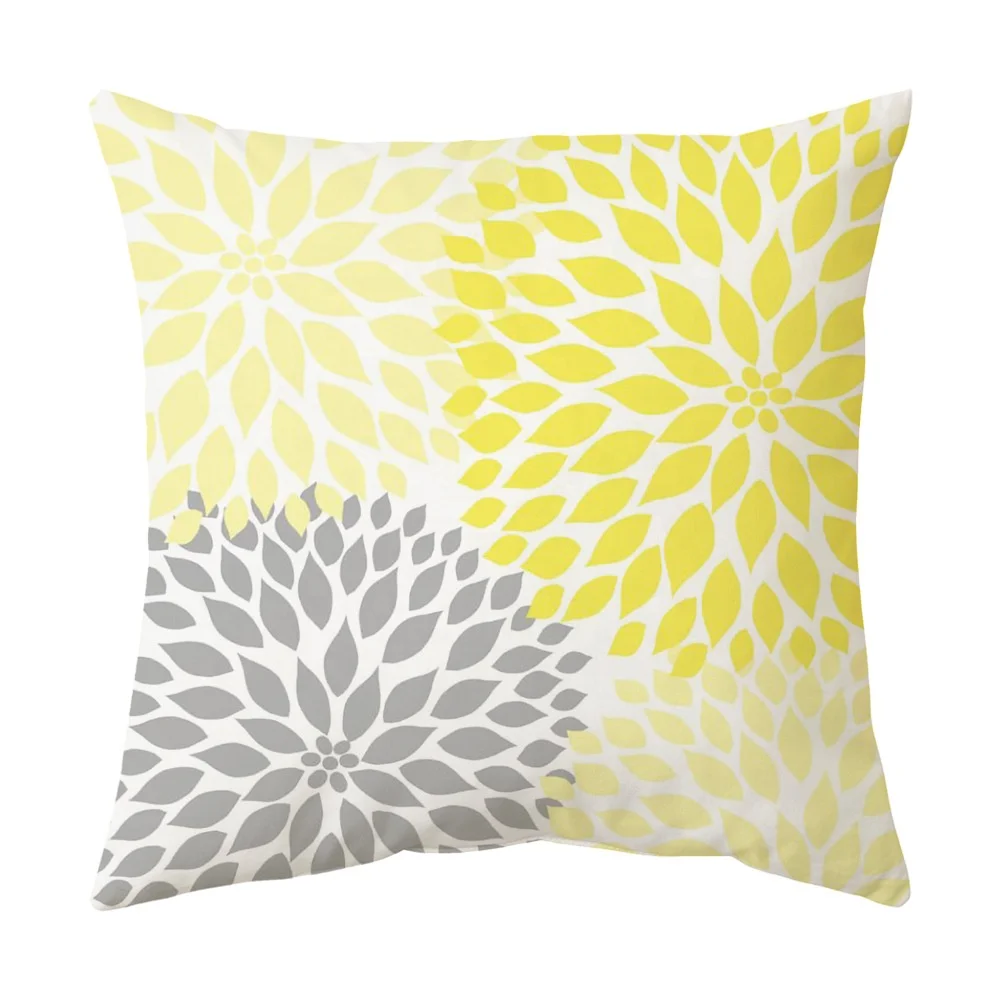 Throw Pillow Covers Gray and Yellow Couch Sofa Decorative Pillow Cases Cushion Square 18x18 Inches Pillowcases