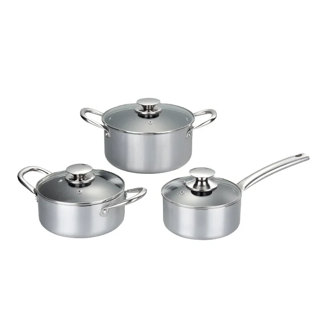 High Quality Pressed Aluminum Cookware Set Nonstick Coating Cookware Set With Stainless Steel Handle For Induction Cooker
