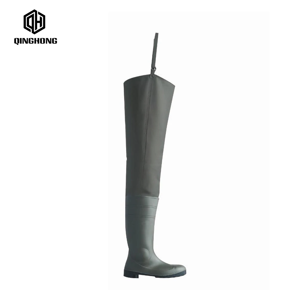 Manufacturer nylon pvc chest wader suit for fishing custom waders with felt outsole water-proof zipper OEM thigh waders