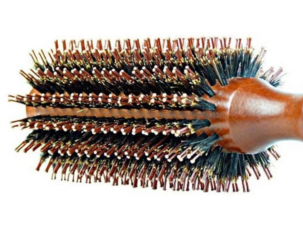 Natural Wooden Handle for Women and Men ,Blow Drying to Style Curl Hair Boar Bristle Round Styling Hair Brush
