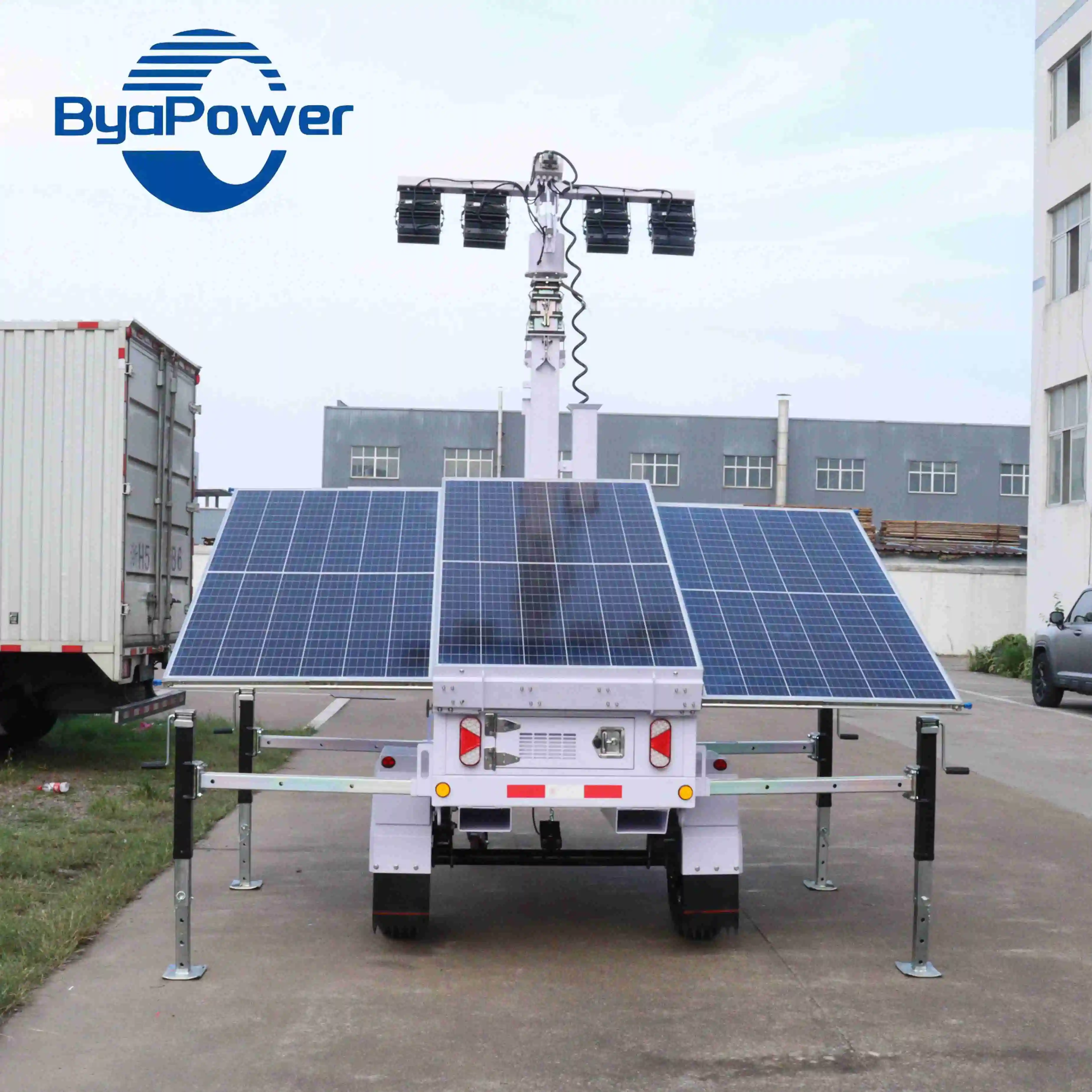 Custom High Quality Solar Powered Trailer With Mobile Led Light Tower For Outdoor Use And Emergency Lighting