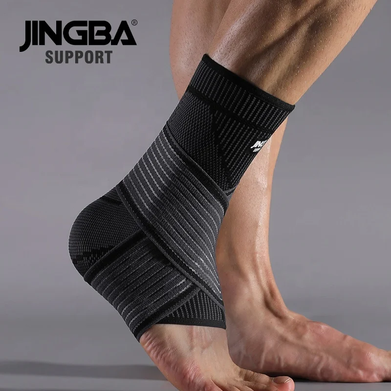 JINGBA Customized Logo Adjustable Unisex Ankle Sleeve Protector Brace Ankle Strap Support For Workout Daily Wear Football