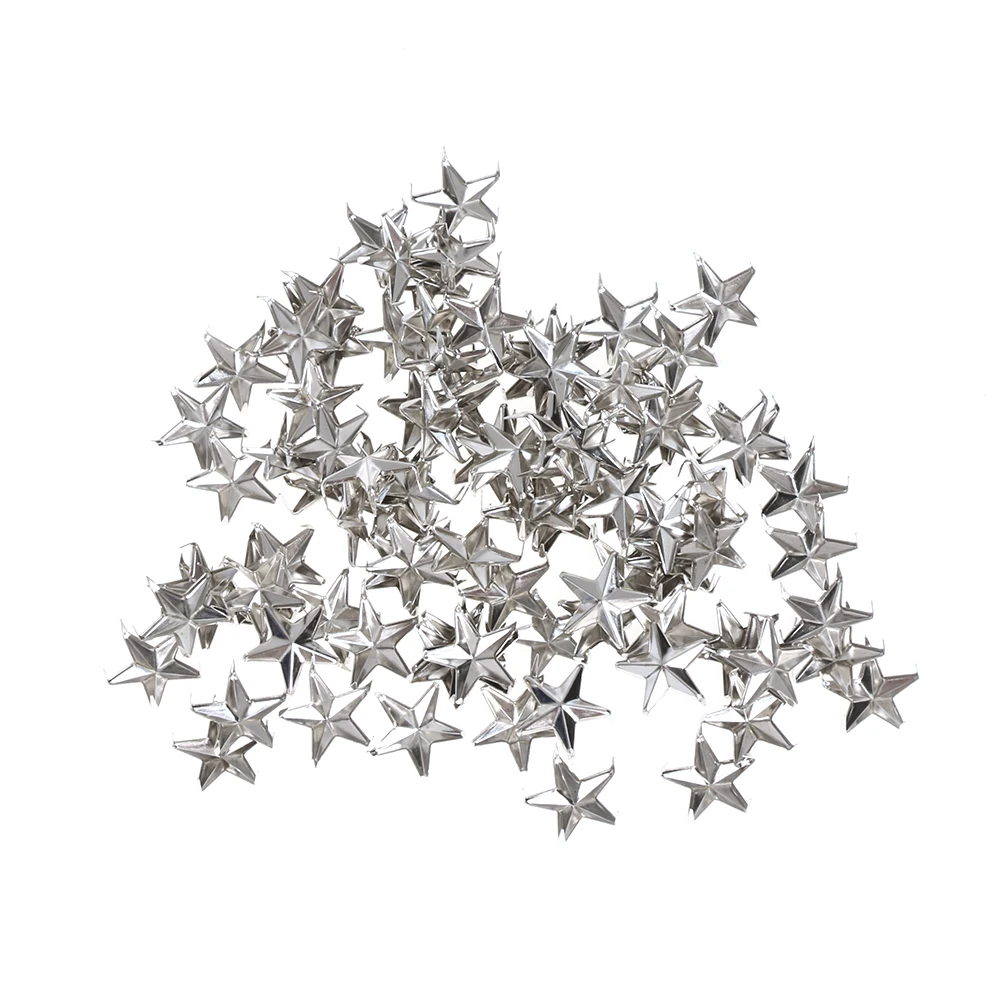 Metal Studs Rivets Silver Spikes Spots Nailhead Rock Punk Star for Garment Clothing Sewing Decoration Leather Craft DIY 15mm