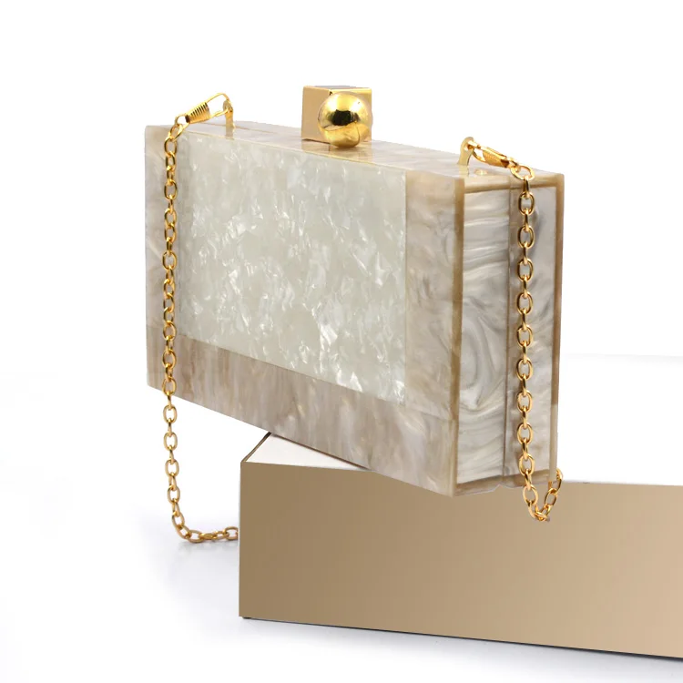 
Fashion Women Party Purse Acrylic Clutch Box Bags Marble unique Evening Bag crossbody single shoulder handbags 
