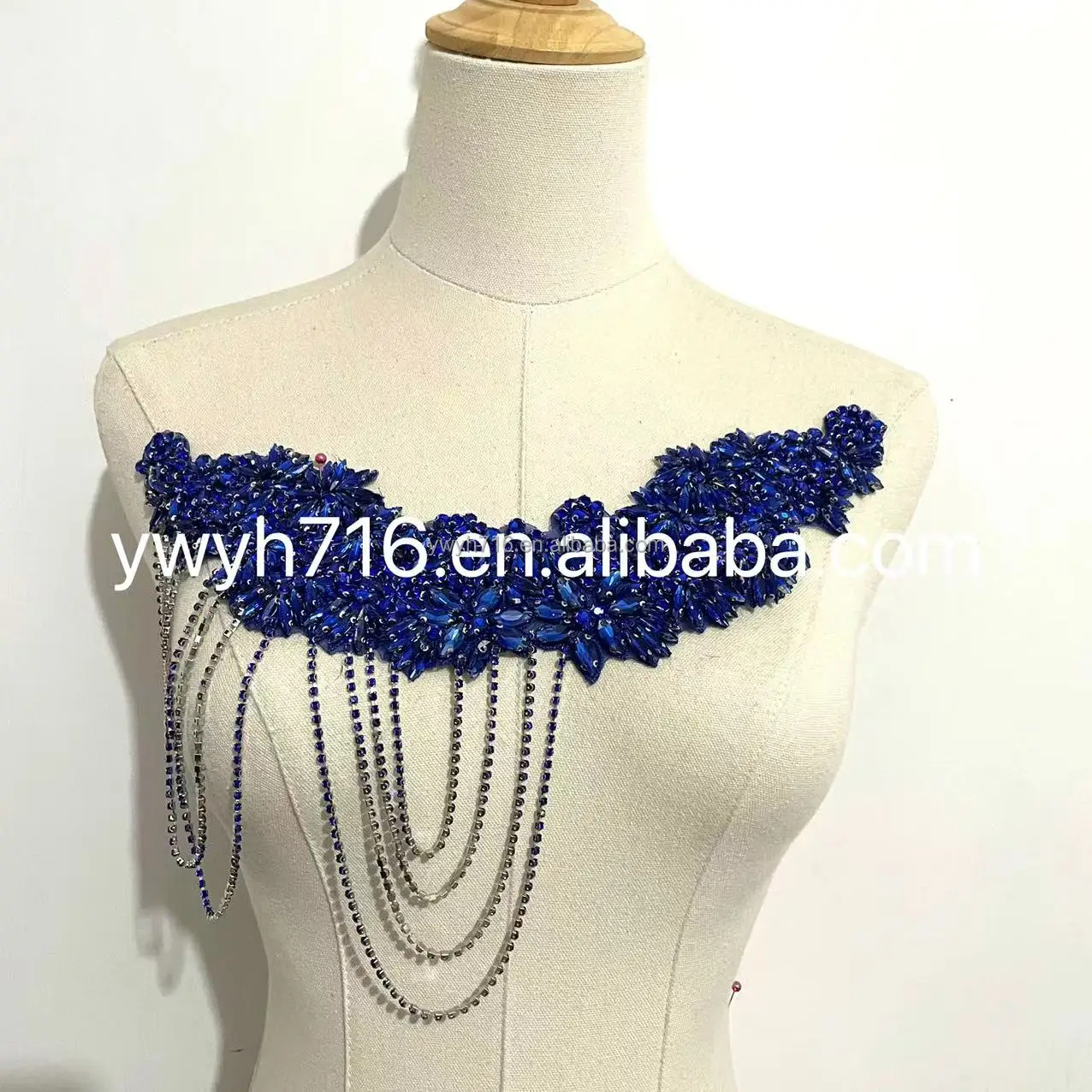 Glass Tassel Hot Sale Custom Design Crystals Handmade Beads Fringe Rhinestones Body Applique Red