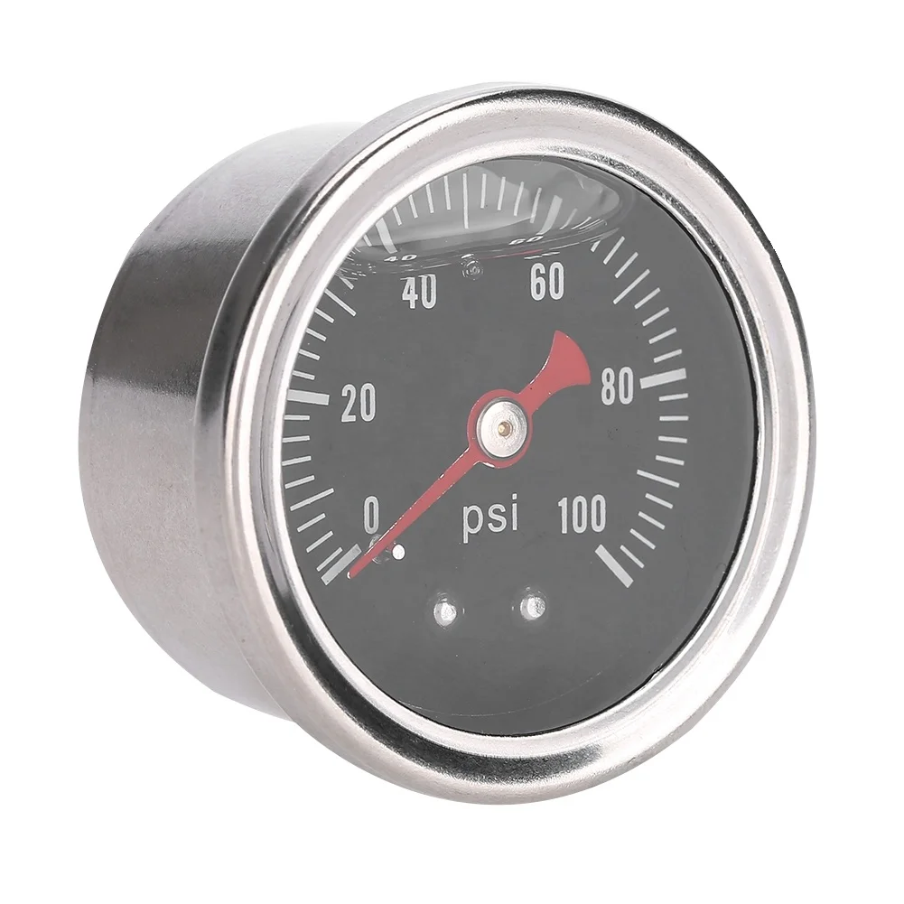 0-100 PSI/bar Universal Car Fuel Pressure Regulator Gauge Liquid Fill Fuel/Oil Meter