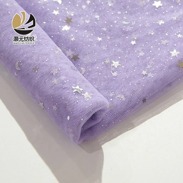 Multi color stars moon american sequin tulle gold glitter mesh fabrics