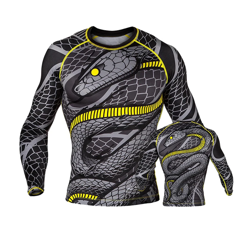 Одежда для спортзала мужчин рубашки с 3D принтом боксерские на заказ MMA Rashguard Мужская одежда индивидуальным логотипом облегающий костюм