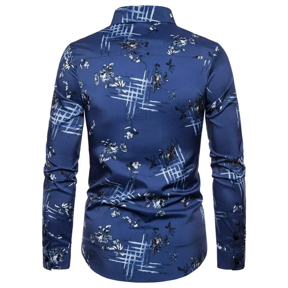 
In Stock Wholesale Sexy Hawaiian Casual Long Sleeve Floral Print Shirts For Man 