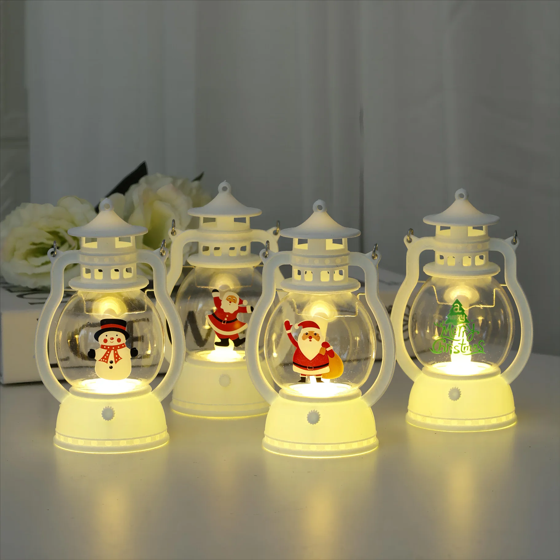 Christmas LED small lantern Christmas tree snowman Santa Claus screen printed imageChristmas tree decoration decorative light