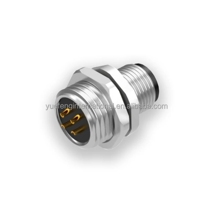 CE RoHS High-quality Factory Wholesale Gold Plated Connector 4pin M12 D-code Shielded Plug Rear Panel Mount Solder Cup IP67