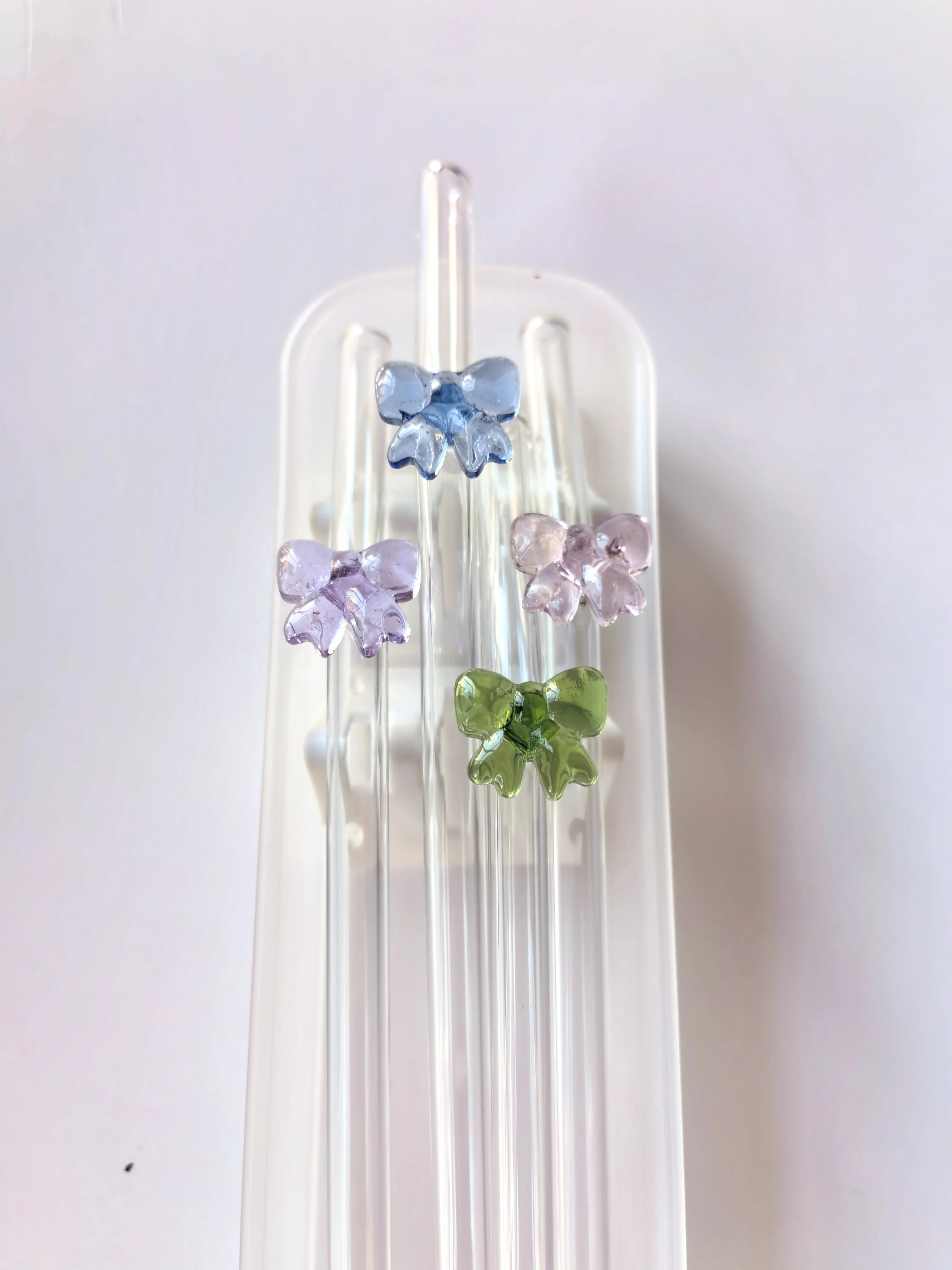 Multi-color Drinking Clear Bent Bow-tie straw Bow Tie Creative High Borosilicate Glass Straw with Design for  bar Accessories