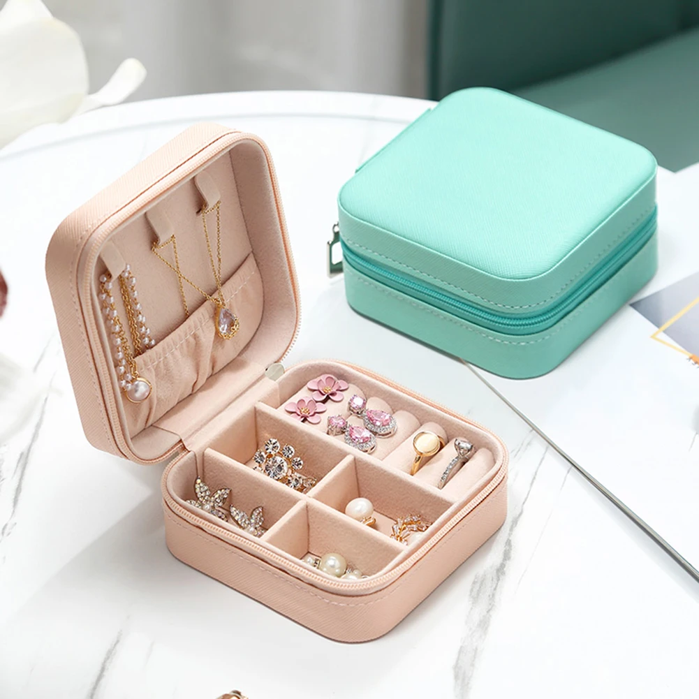 Portable Luxury Style Earring Ear Stud Pu Leather Jewelry Case Jewellery Packaging Gift Boxes Travel Jewelry Box