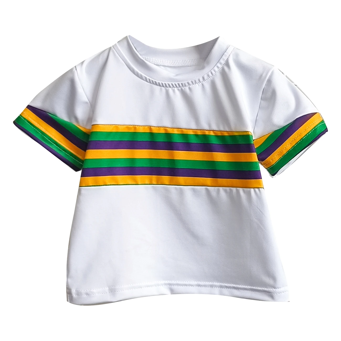 Mardi Gras Boys Short Sleeve Top Stripe Purple Green Yellow Knit Cotton Baby Polo Shirt