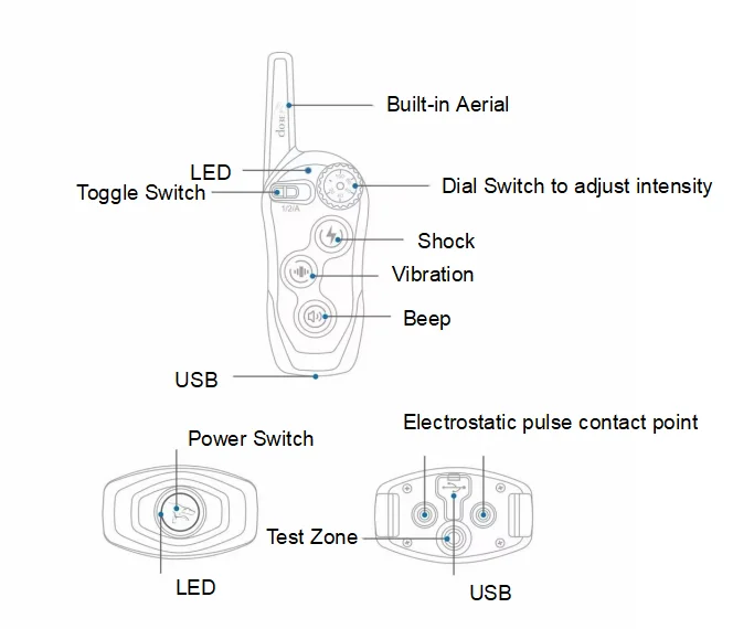 Small Medium Large Pet Training Collar Rechargeable Rainproof Remote Control Dog Trainer  With 3 Modes