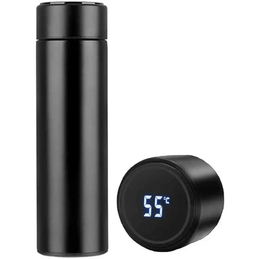 Personalized LED temperature display 500ml stainless steel double wall drinking bottle water cup gift set with tea filter