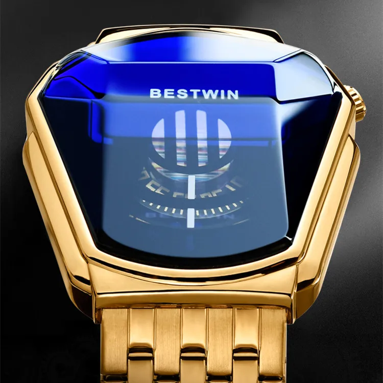 Bestwin Brand Locomotive Style Mens Wrist Watches Hot sale Waterproof Stainless Steel Military Business Watches
