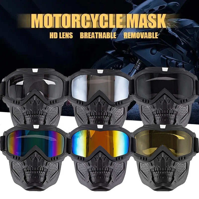Detachable Full Face Skeleton Bike Goggles Masks Sports and Outdoor Activity Eyewear for Cycling Skiing and Motorcycle Riding