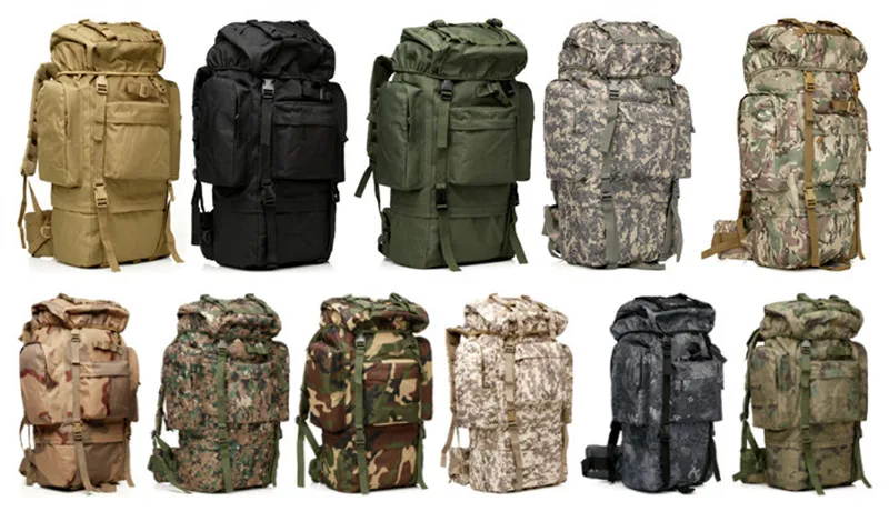 11-Colors 65L Outdoor Mountaineering Bags Field Tactical Camo Backpack