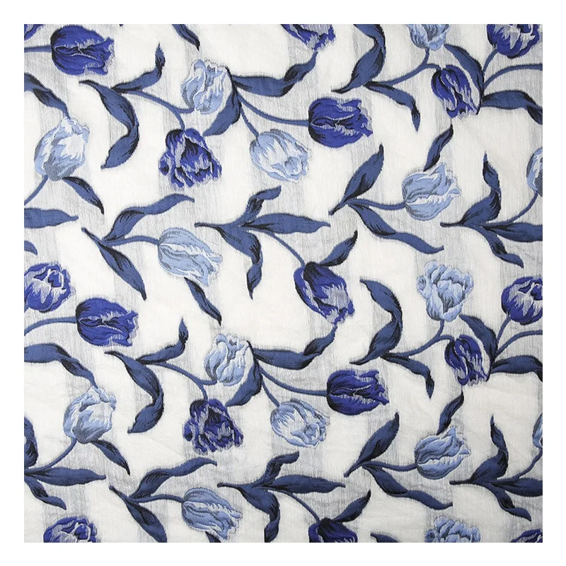 KEER Factory Custom Wholesale  TDA15NE-L hot sale  poly linen flower woman fashion dress jacquard fabric