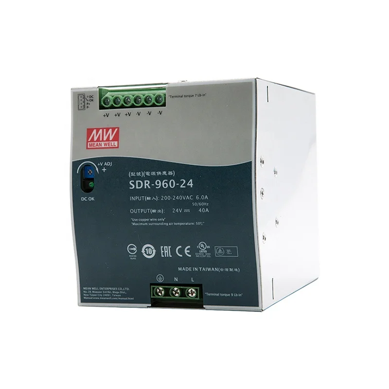 Original MEAN WELL SDR-960-48 960W 48V Single Output Industrial DIN RAIL with Power Supply