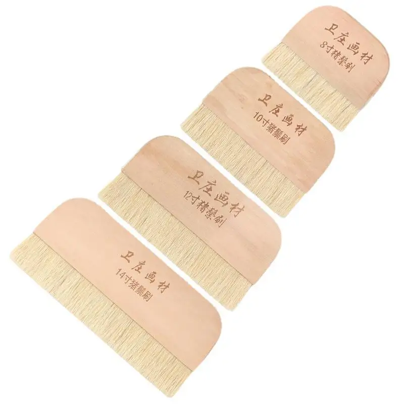 Weizhuang Best Selling Artist Shading Brush Log Handle Bristle Artists Painting Brush Large Flat Head Artist Painting Brush