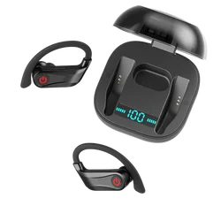 2020 trend custom logo headphones wireless noise cancelling earbuds digital display earhook  sports tws earphone headphone