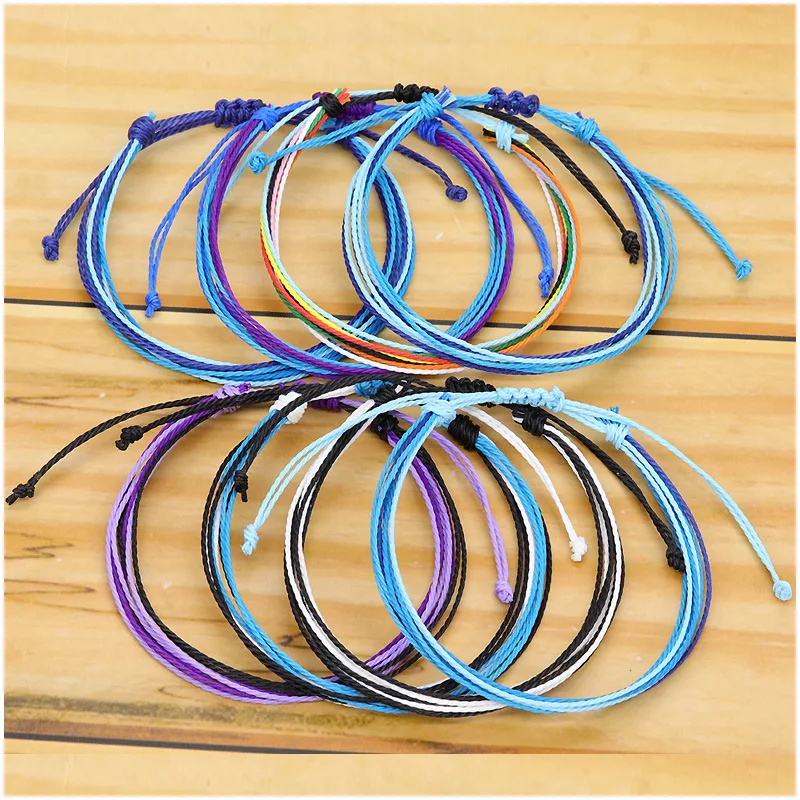 Wholesale 56 Colors Handmade Wax String Bracelet Simple Waterproof Knotted 9 Pcs Strings Friendship Bracelets For Holiday
