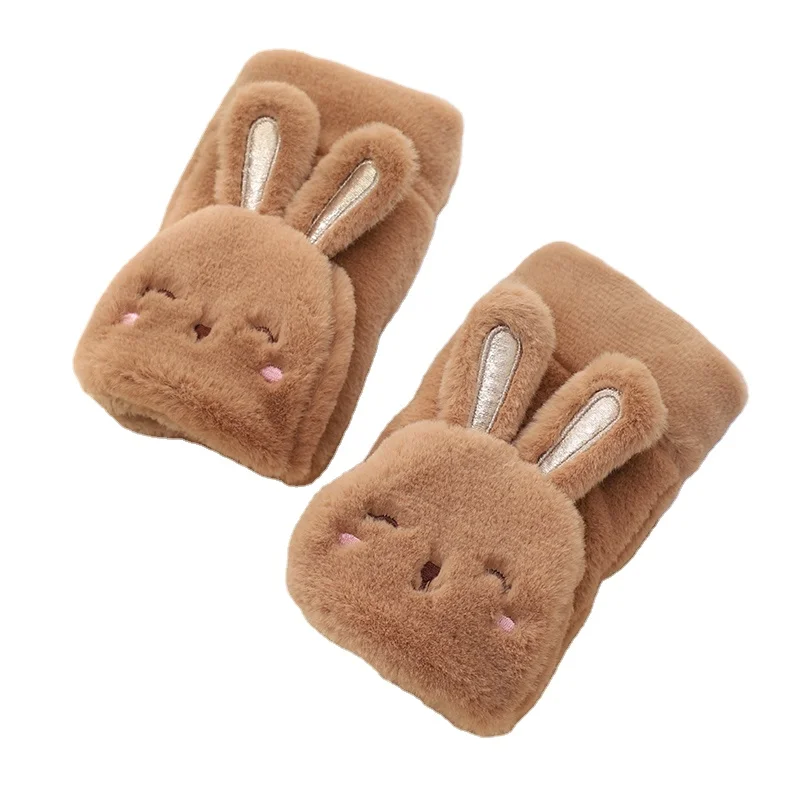 Недорогие мягкие зимние безпальцевые модные Волшебные женские перчатки из искусственного меха варежки из кроличьего меха