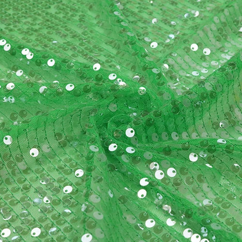 High Quality Orange Mesh Embroidered 5mm Reversible Transparent Sequin Embroidery Fabric for Party Women Dress