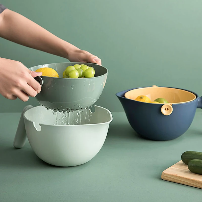 Пользовательский кухонный складной дуршлаг, чаша для мытья овощей и фруктов, пластиковая сливная корзина, чаша с ситечком и ручкой