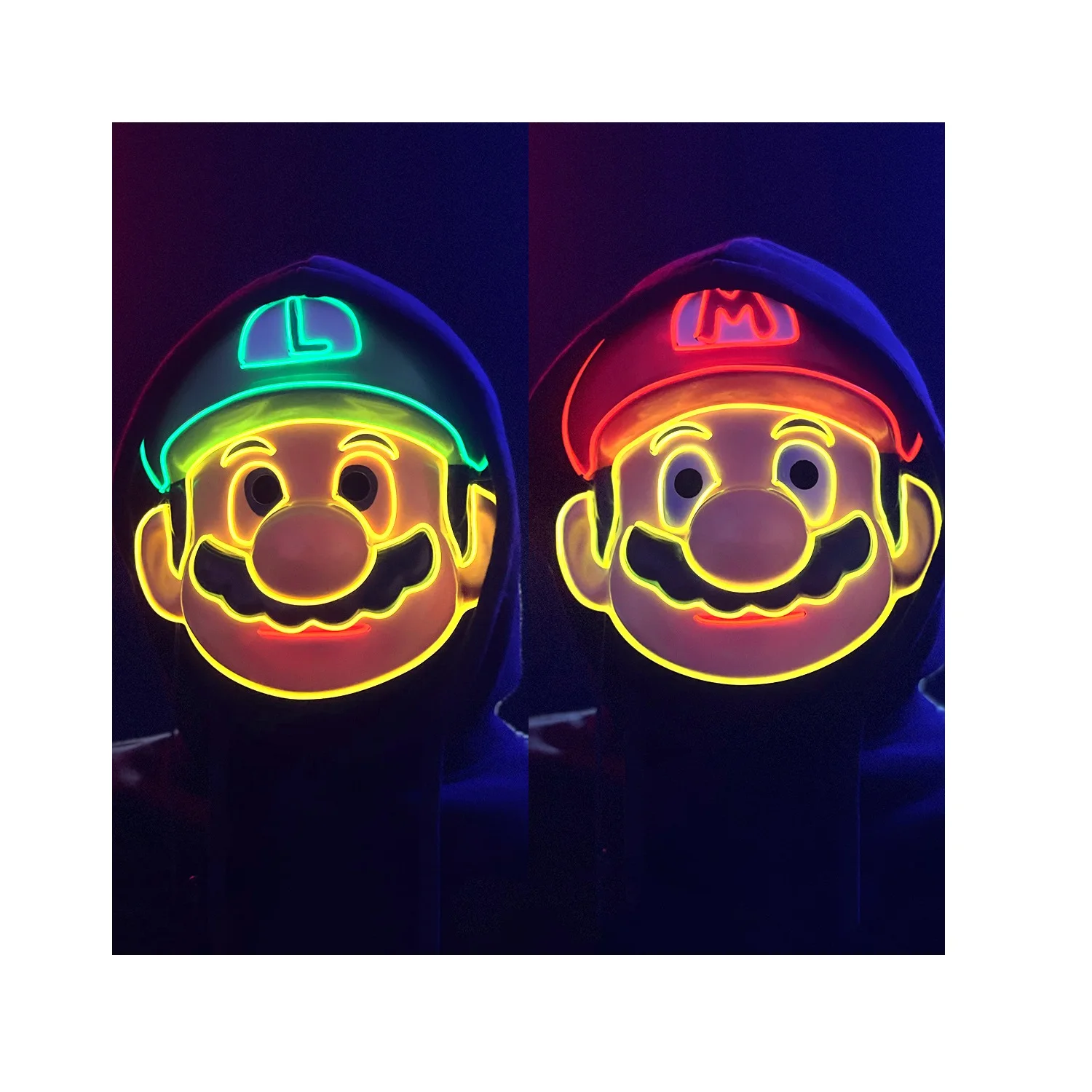 Customized Led Cold Light Luminous Mario Super Mario Masks Cartoon Game Anime Masquerade Party Event