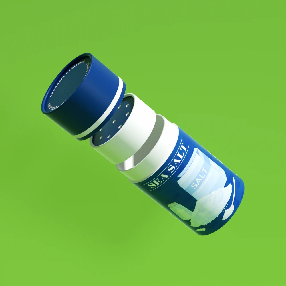 Biodegradable Cardboard Powder Container Paper Tube Cylinder CMYK Printing Salt Packaging Tube With Shaker Sifter