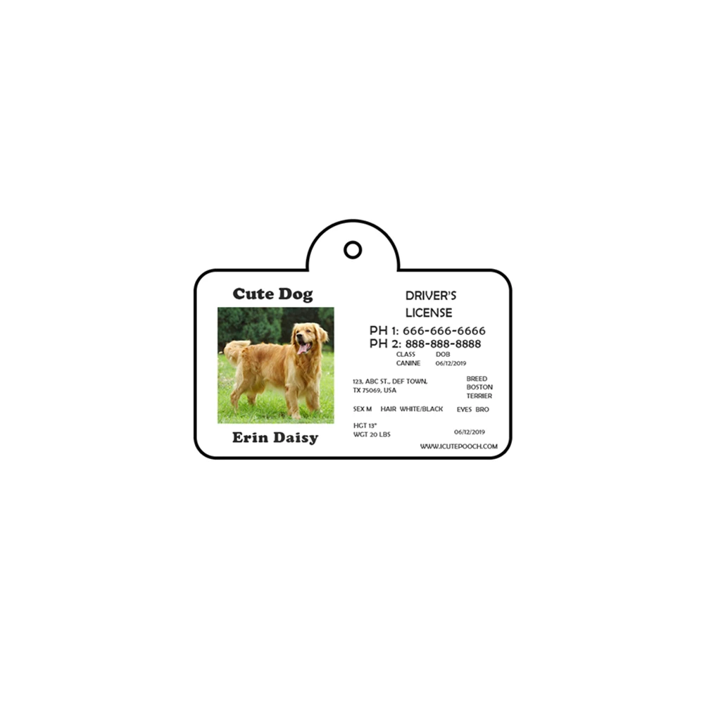  Blank Sublimation Aluminum Pet Dog Driver License Tags Glossy White