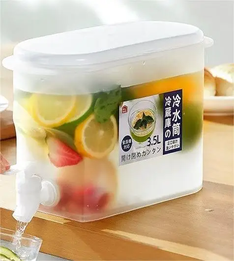 3.5L Large Capacity Transparent Refrigerator Cold Water Bucket Pot Cold Beverage Dispenser With Plastic Tap