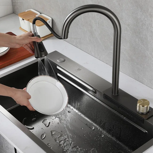 China factory sus304 black kitchen sink for kitchen sink / brush nickle Double Bowl wash basin Contains drain