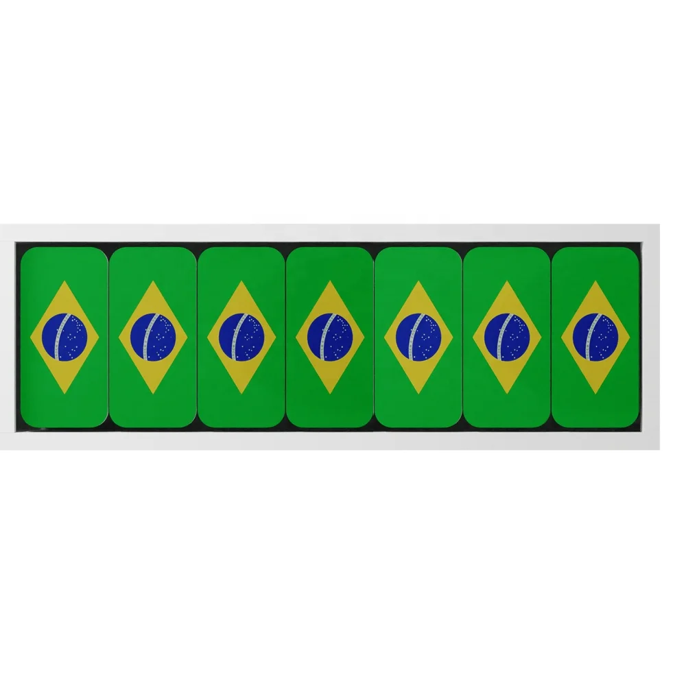 Custom Double Six Jumbo Brazil Acrylic Board Domino Game Set Two-layer UV Printing Lucite National Flag Dominoes