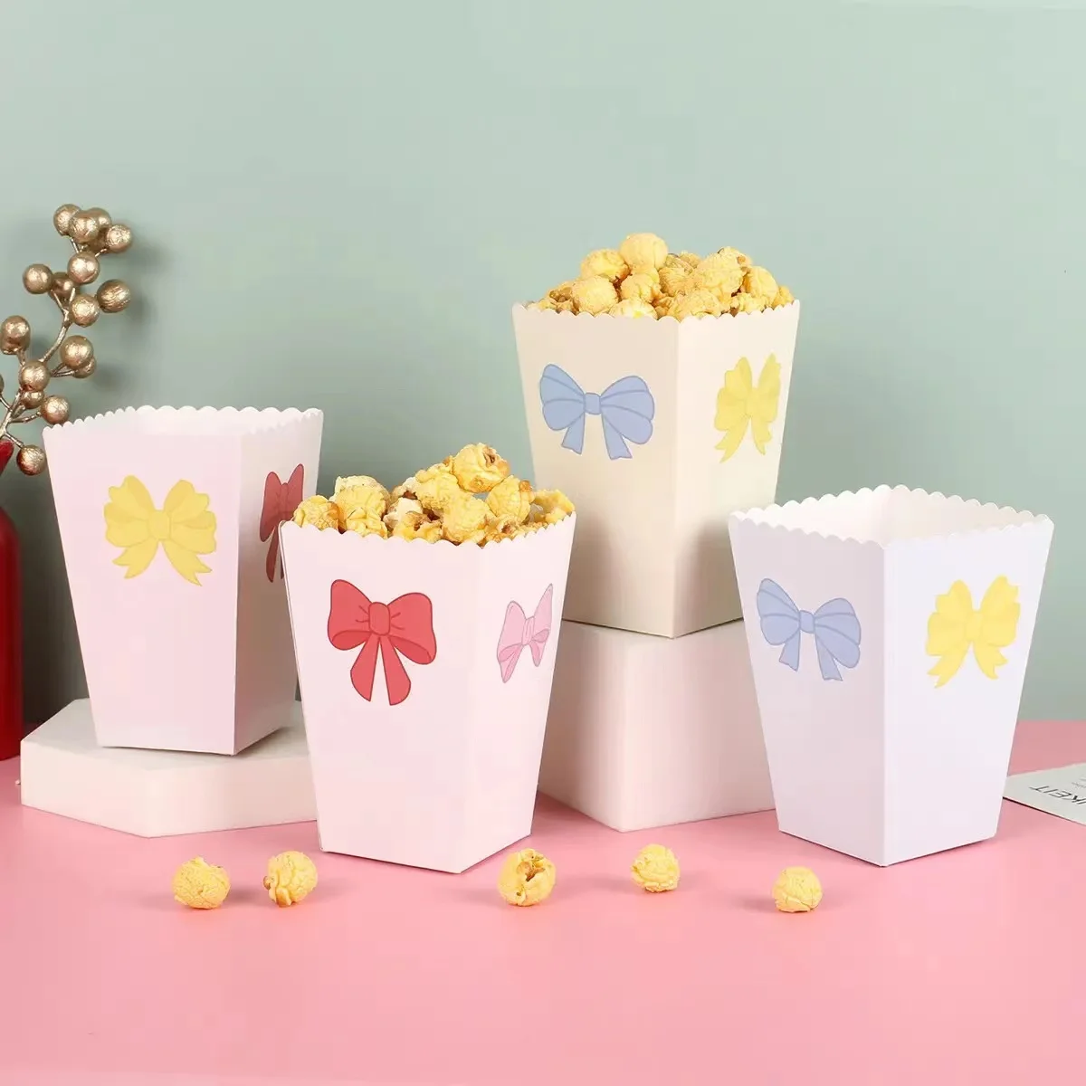 Custom Logo Disposable Take Away Fried Chicken Buckets Movie Theater Popcorn Boxes Paper Popcorn Chicken Cup