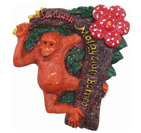 Resin Malaysia Sarawak Borneo 3D Monkey refrigerator magnet Home accessories