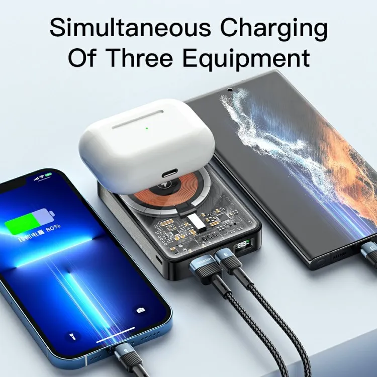 E SSAGER Transparent 15W Magnetic Power Bank 10000mAh Phone Portable Charger Wireless Power Bank