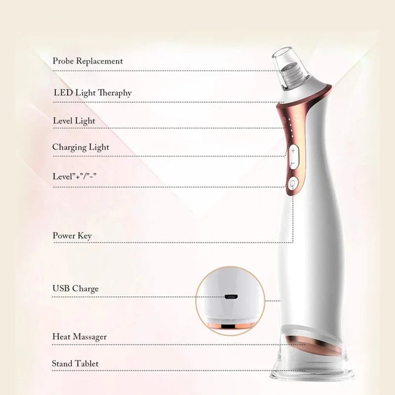 OEM  Brand Logo Blue Red Light Pore Cleaner Acne Removal Vacuum Blackhead Remover