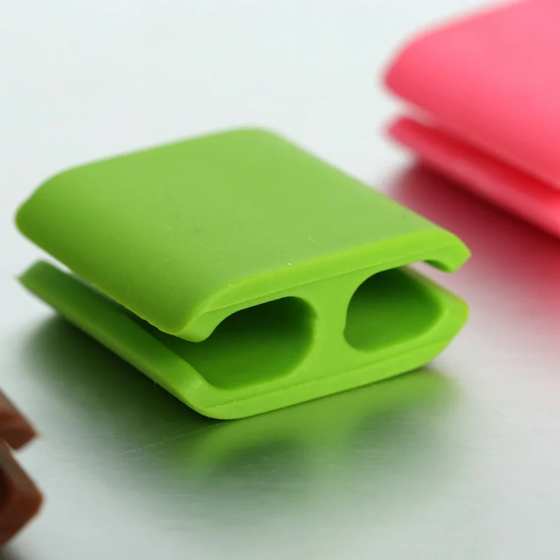 Универсальный Новый стиль красочные наушники провода прямоугольник Многоразовые Кабельные зажимы силиконовые