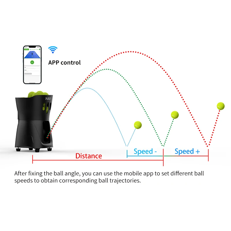 2023 Hot Sales Ball Dropping Machine Tennis Ball For Training Practice with APP Remote Control PUSUN PT-MINI