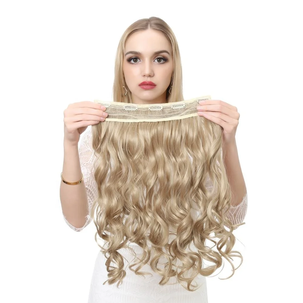 High Quality Synthetic Hair Manufacturer Futura Fiber Clip In One Piece Wholesale Ombre Seamless Hair Extensions For White Women