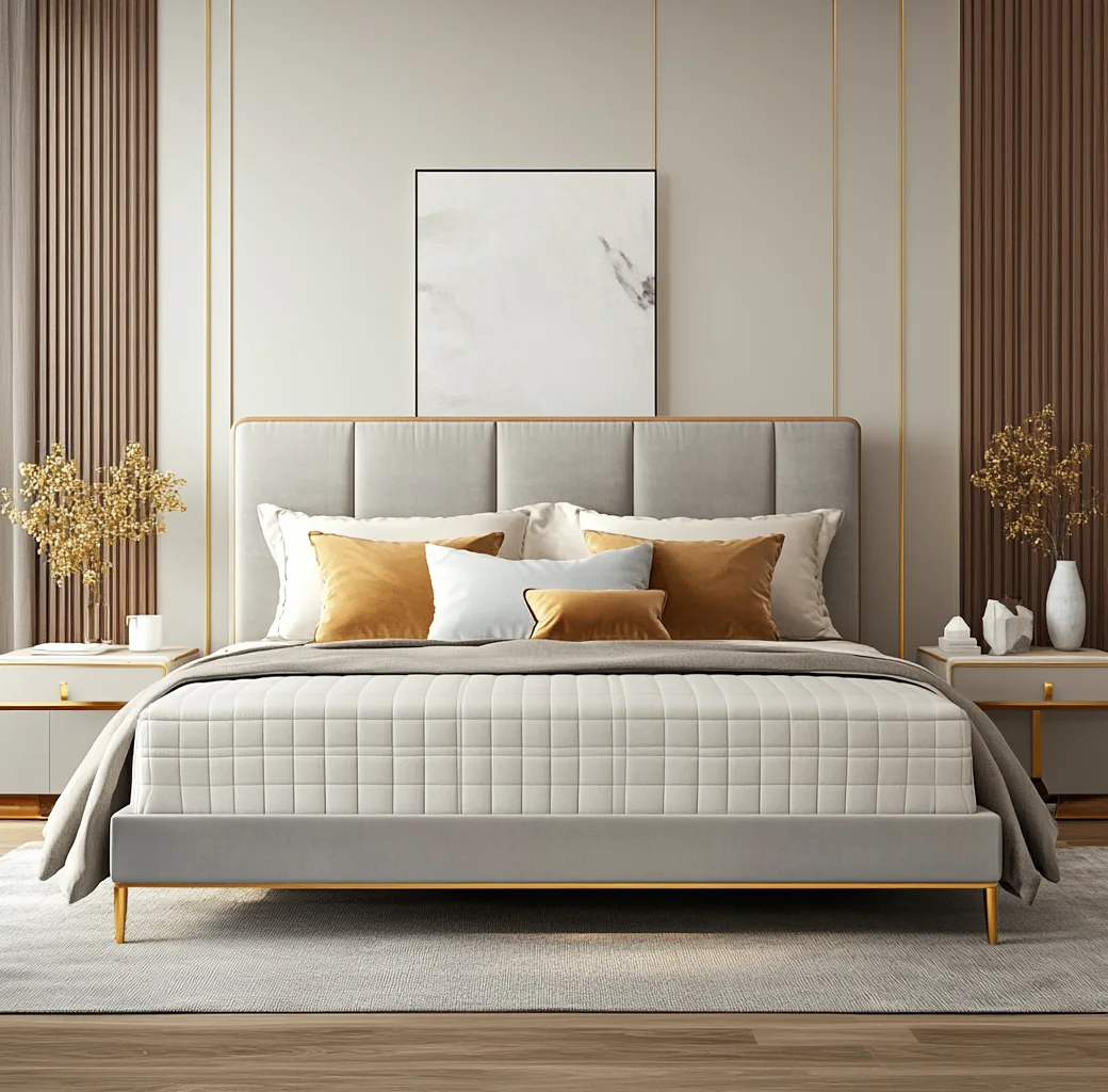 Leather Upholstered Bed King Size Bed Frame Hotel Bedroom Royal Furnitures Portable Adult Floor White Double Bed
