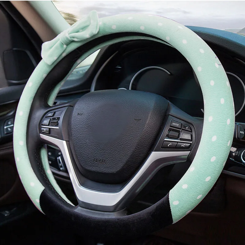 Теплый Противоскользящий автомобильный пушистый чехол на руль Автомобильные украшения для